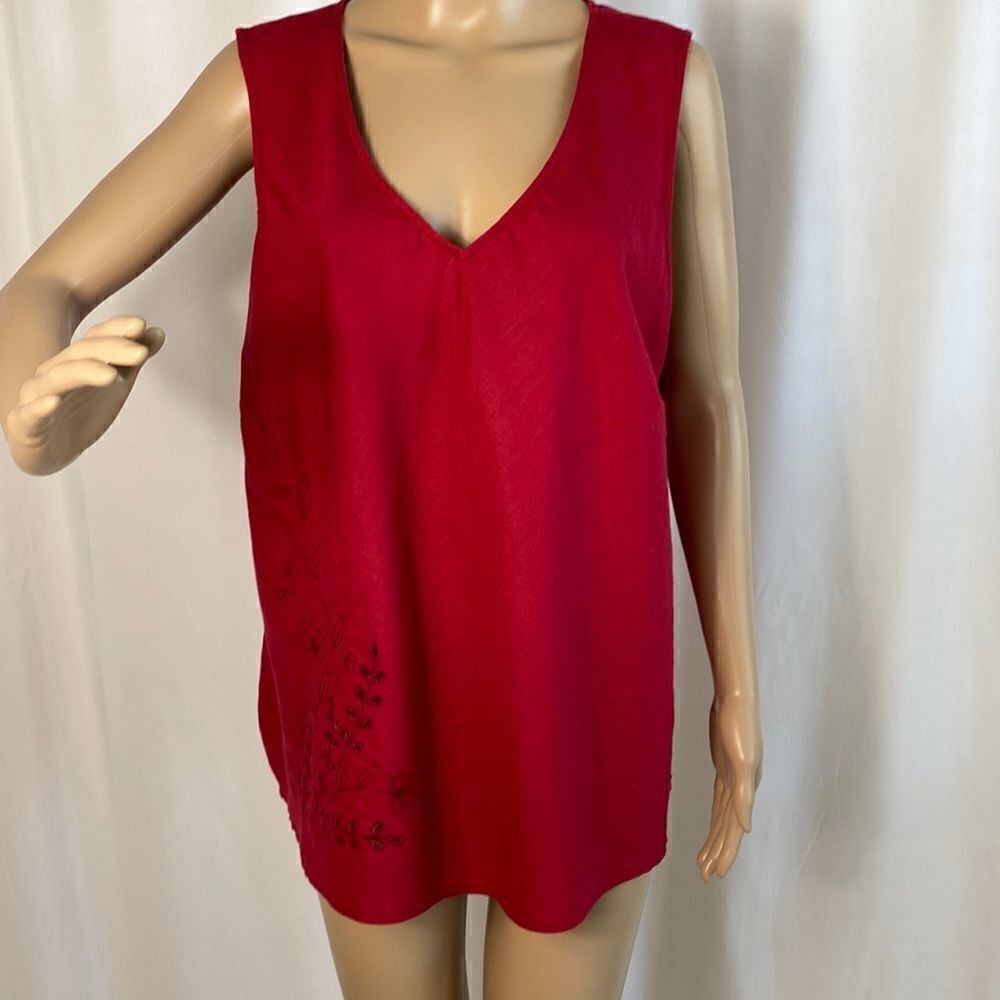 Lane Bryant sleeveless embroidery linen cotton blend top size 18/20